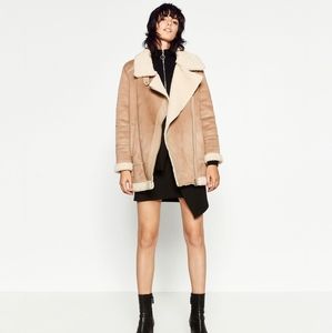 Zara oversize shearling faux sheepskin coat
